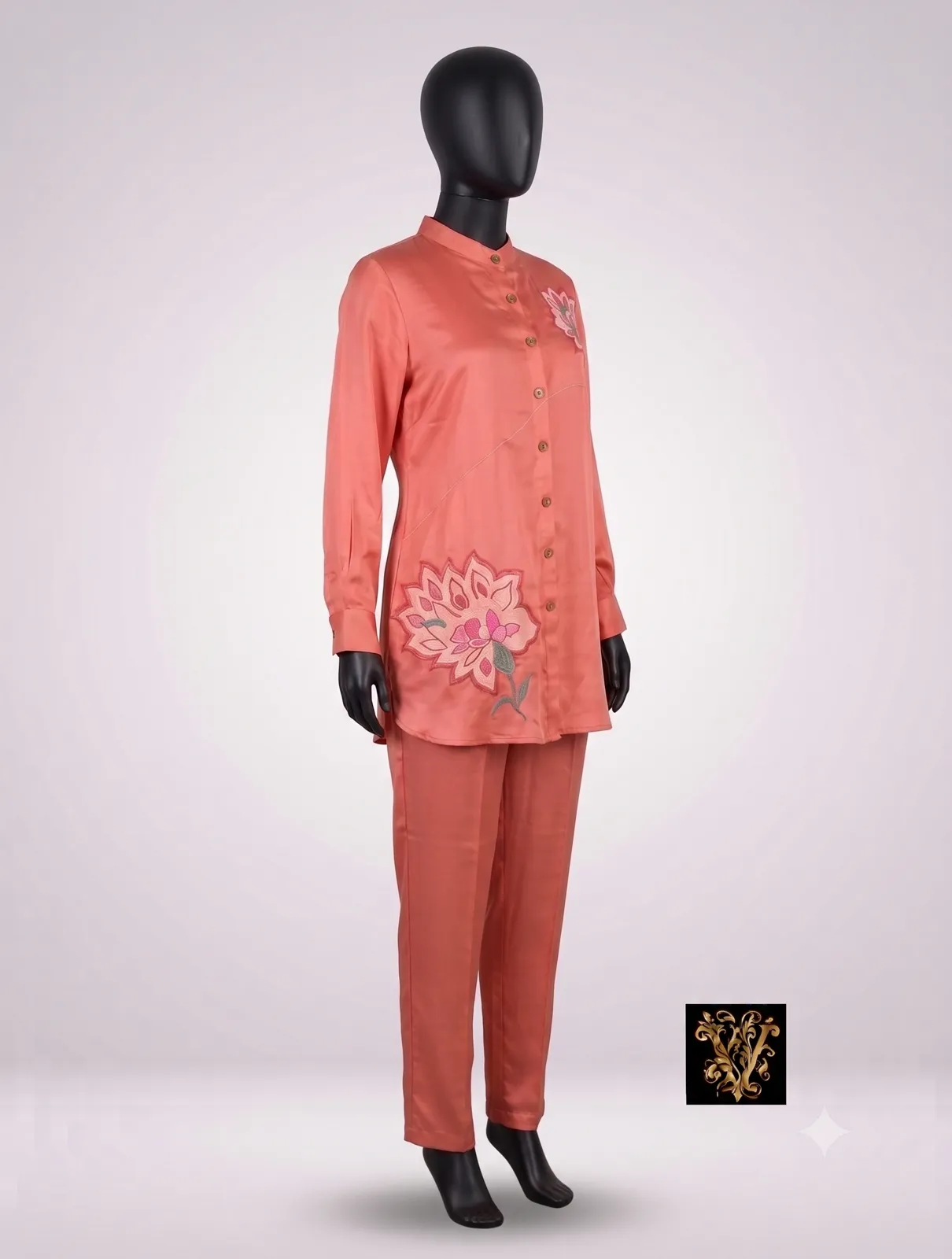 The Coral Blossom Silk Co-Ord Set view 2