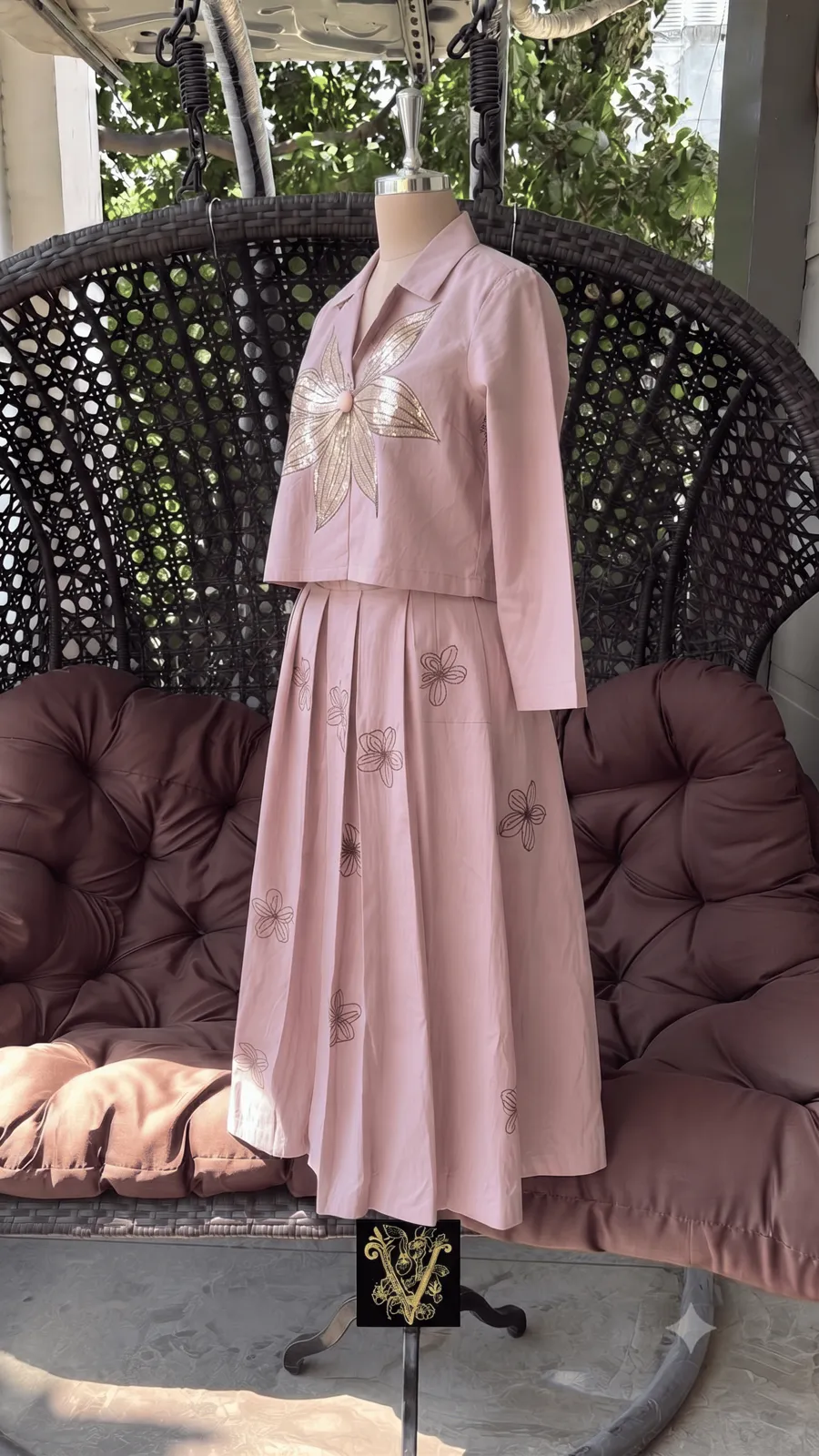 The Blush Sequined Floral Skirt Set — VStitch Co-ord Skirt Set, VStitch by Anjali Nanda