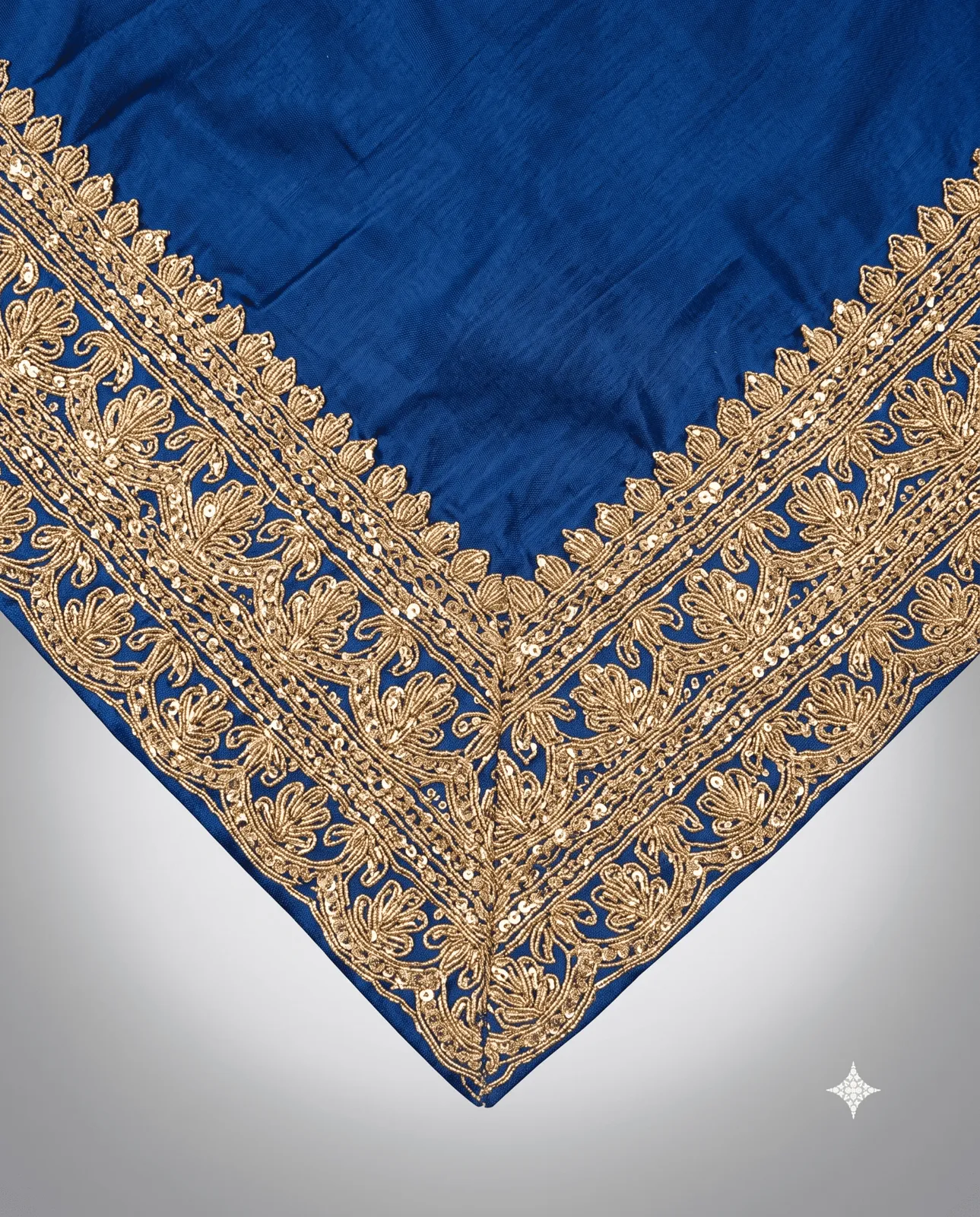 Royal Blue Embroidered Overlay Cape view 3