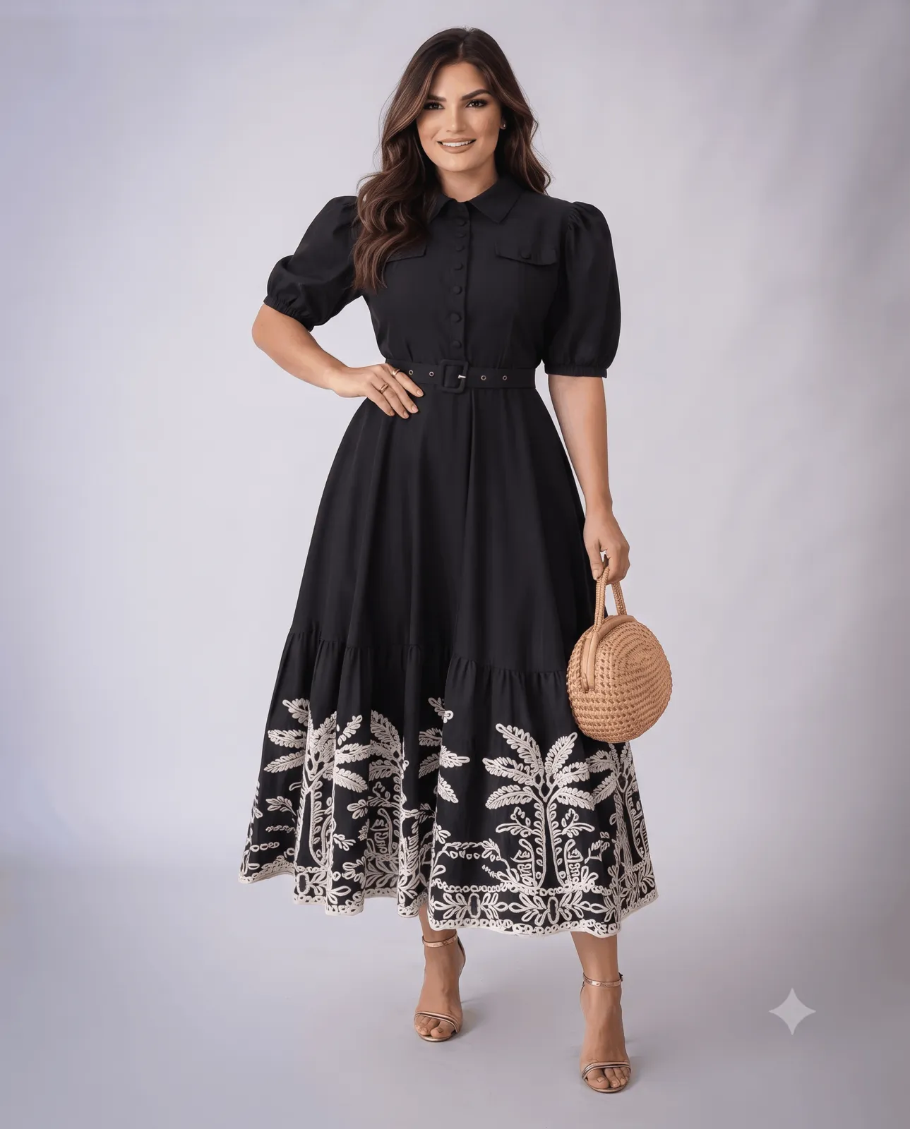 The Midnight Noir Botanical Shirtdress — VStitch Dresses, VStitch by Anjali Nanda