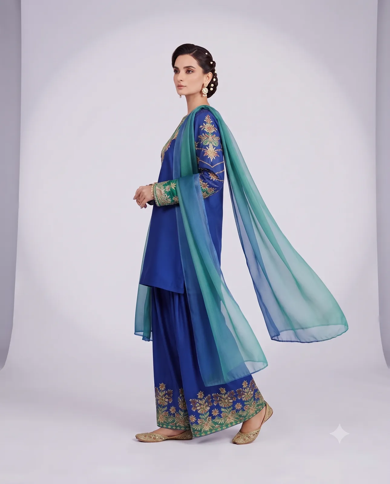Royal Azure Bloom Ensemble — Vstitch Suits, VStitch by Anjali Nanda