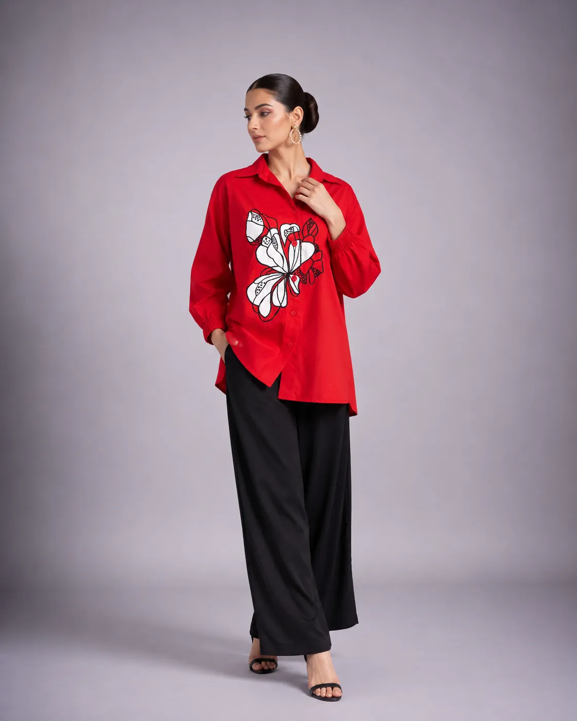 Scarlet Bloom Statement Shirt — Vstitch Shirts, VStitch by Anjali Nanda