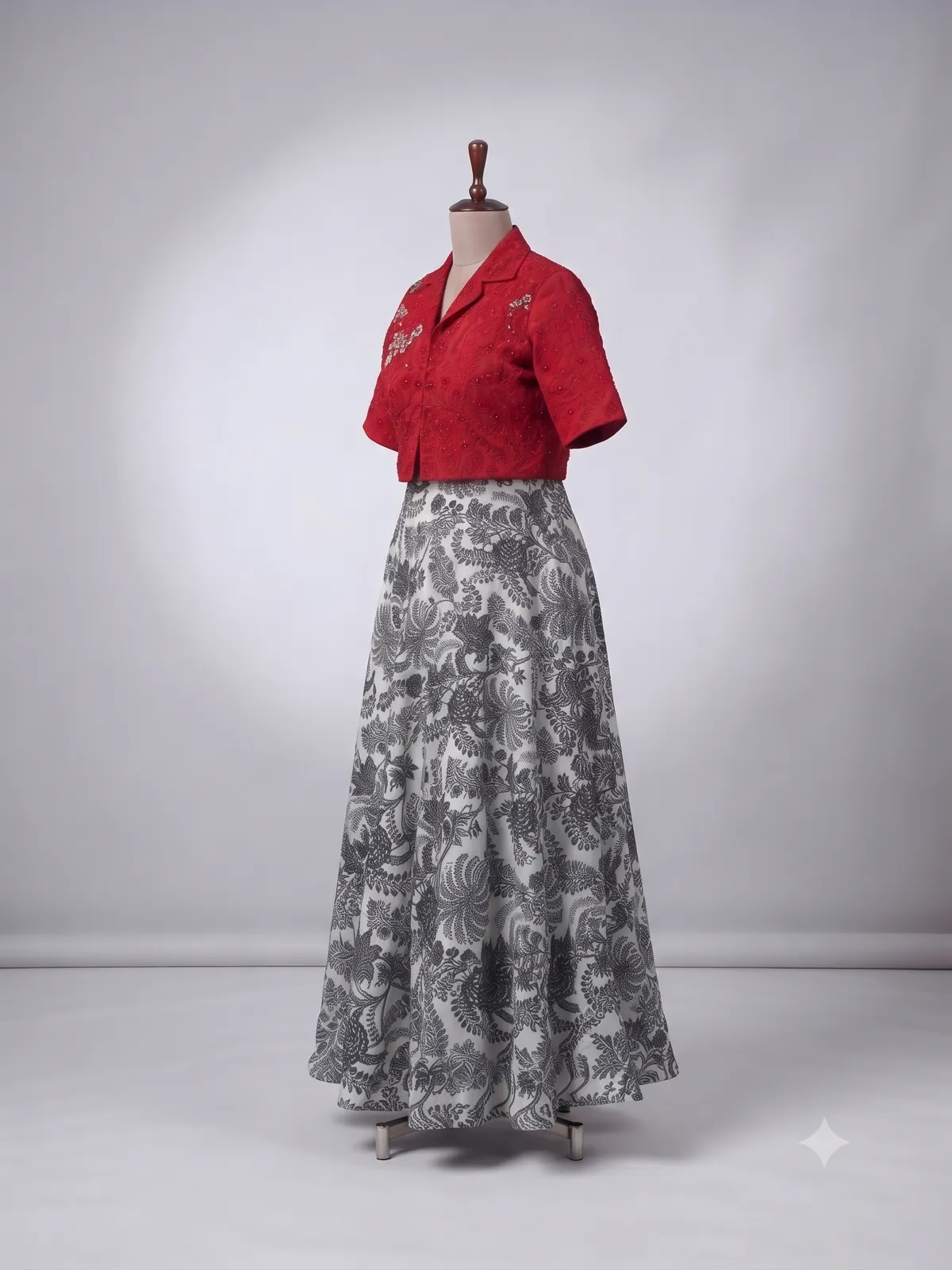 The Crimson & Printed Floral Skirt Set view 2