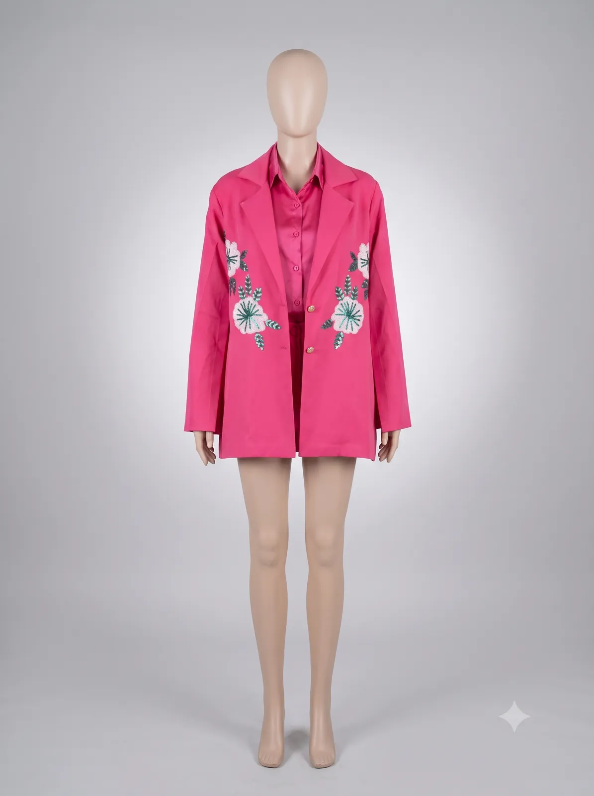 Hot Pink Floral Sequined Blazer Dress — VStitch Capes, VStitch by Anjali Nanda