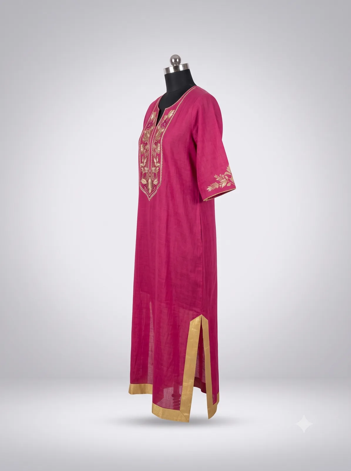 Magenta Pink Embroidered Cape view 2