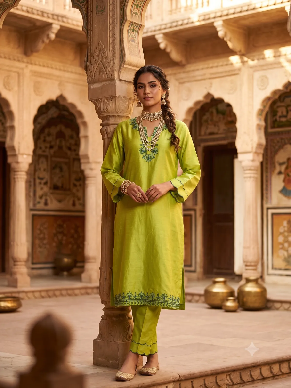 The Citron Luxe Set — Fresh Hue, Pure Royalty — Vstitch Suits, VStitch by Anjali Nanda