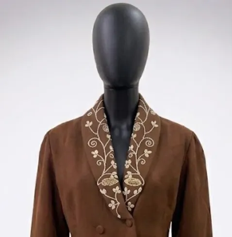 Chocolate Brown Embroidered Trench Dress view 3