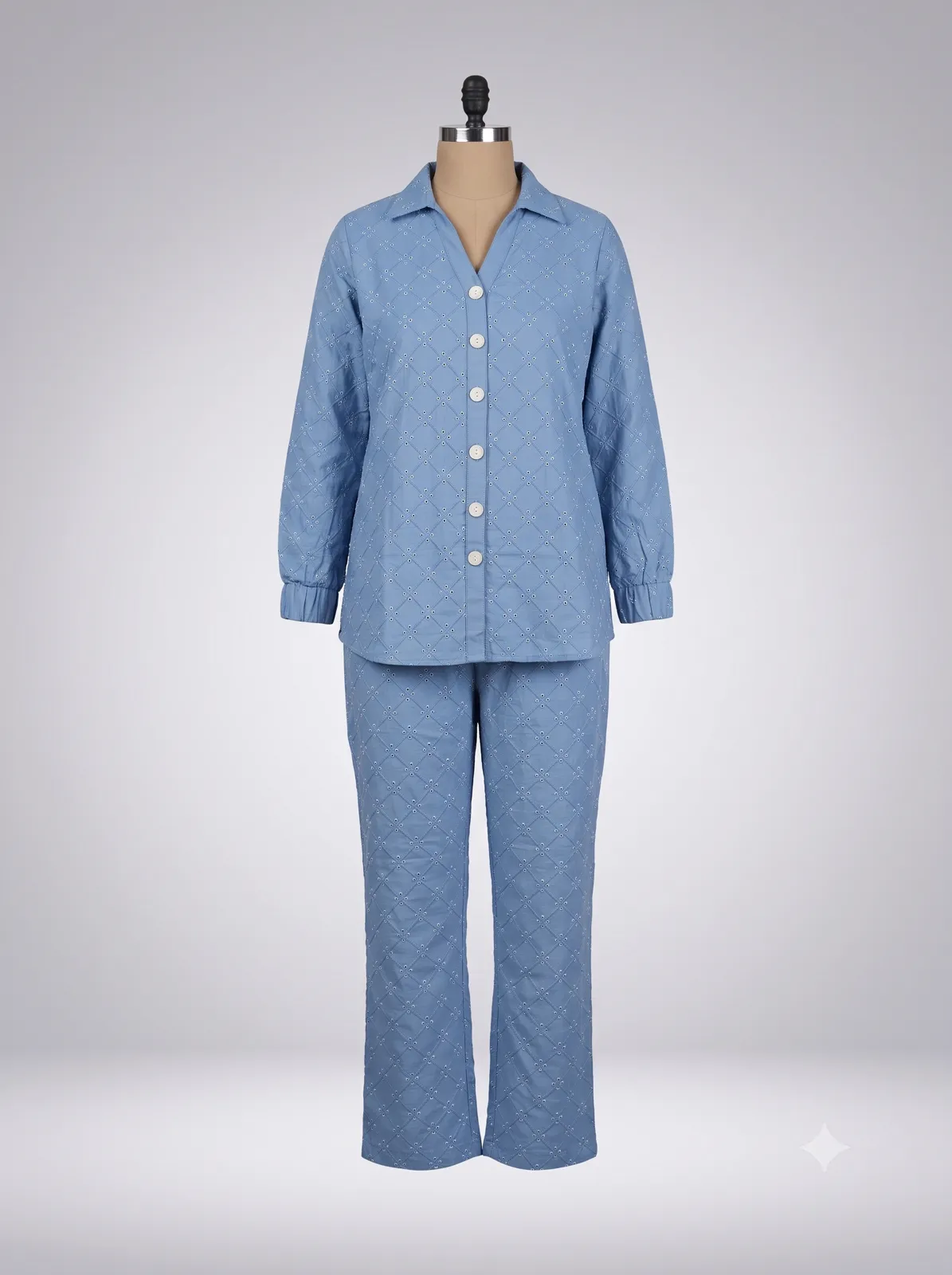 Sky Blue Broderie Eyelet Set — VStitch Co-ord Set, VStitch by Anjali Nanda