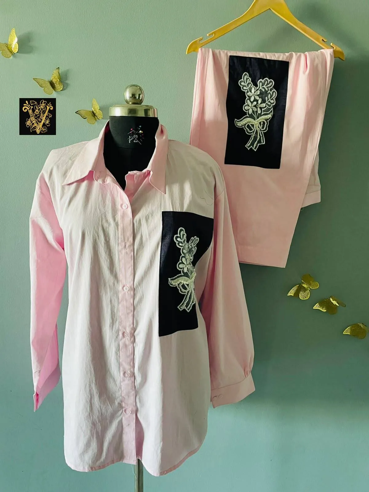 Blush Floral Appliqué Co-ord Set — VStitch Co-ord Set, VStitch by Anjali Nanda