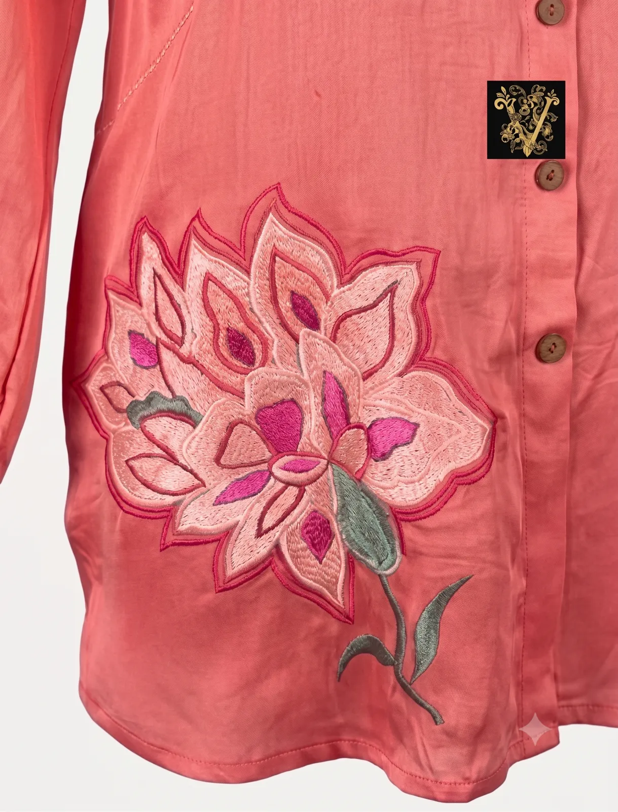 The Coral Blossom Silk Co-Ord Set view 3