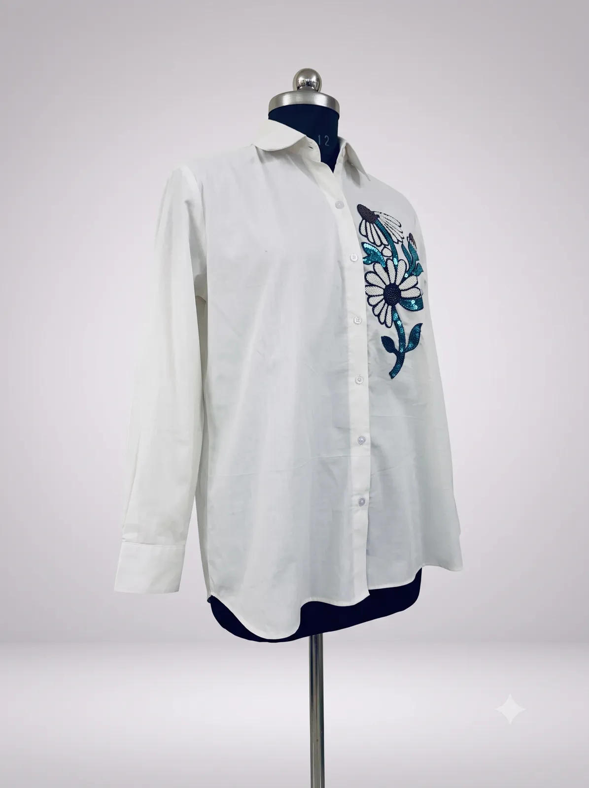 Off-White Floral Sequined Shirt view 2