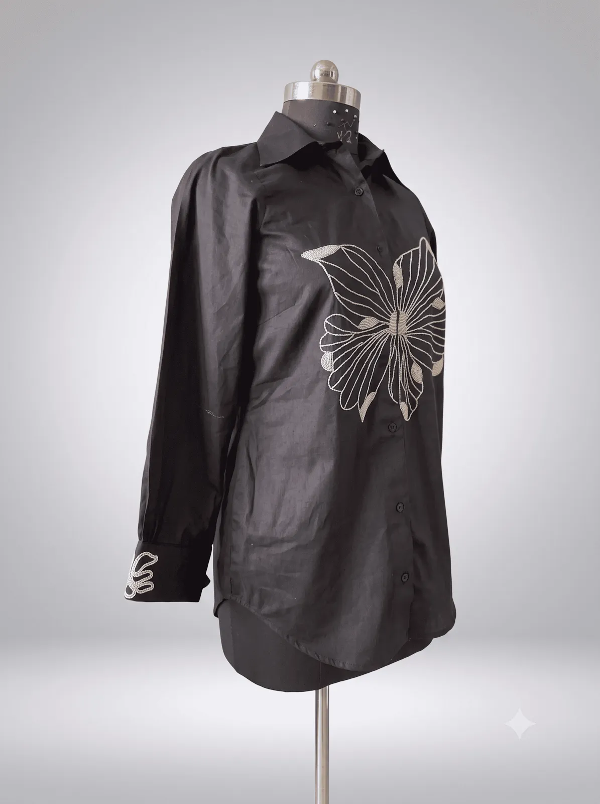 Black Butterfly Beaded Shirt view 2