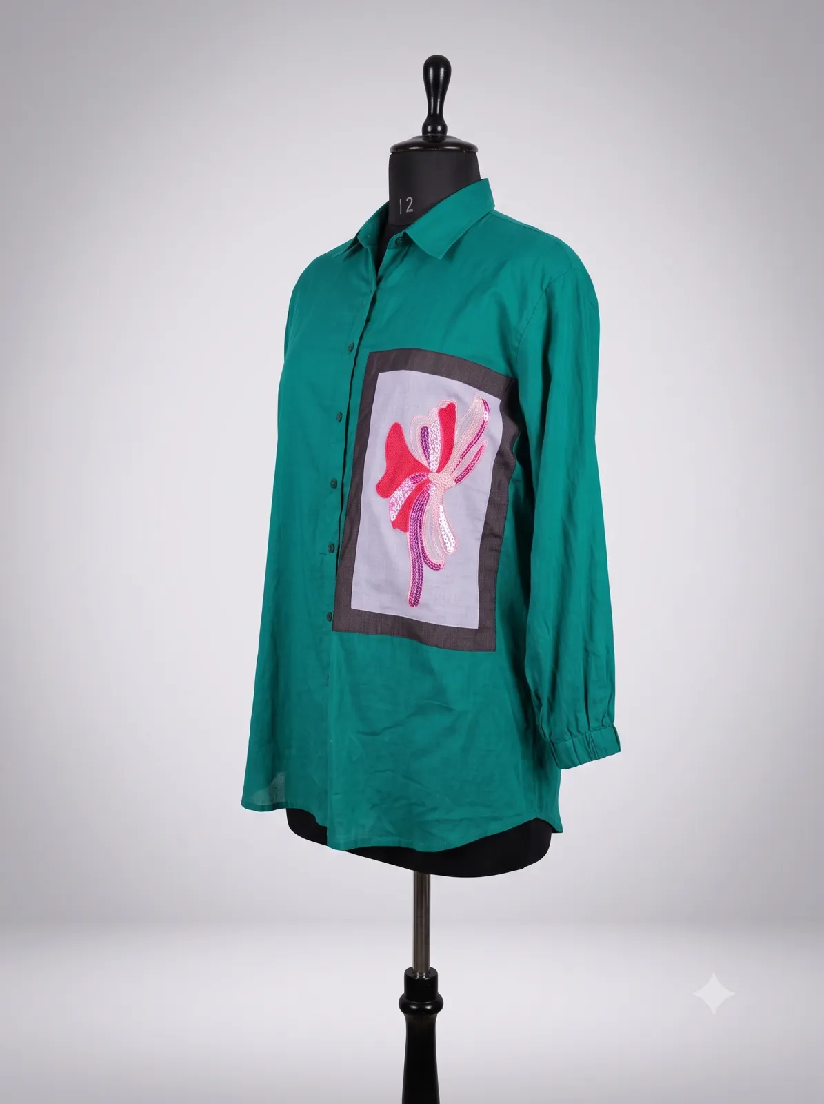 Emerald Green Graphic Patch Shirt view 2
