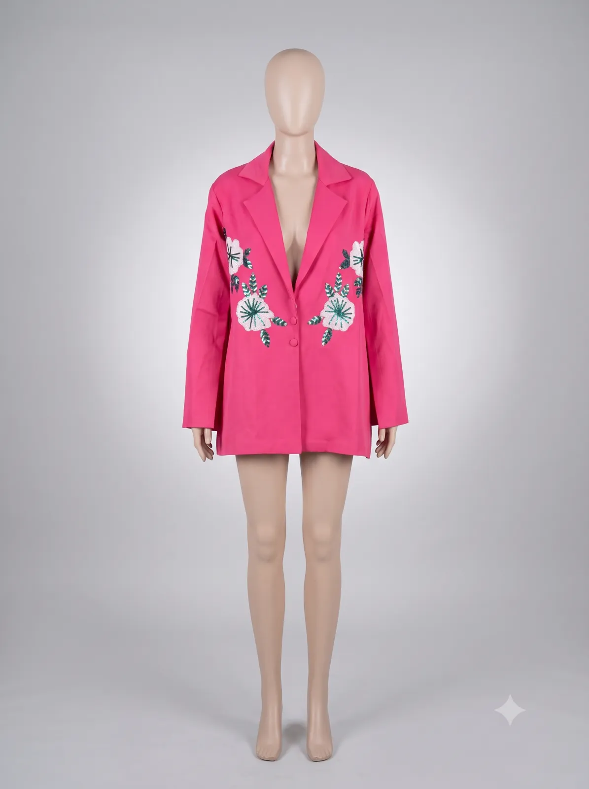 Hot Pink Floral Sequined Blazer Dress view 2