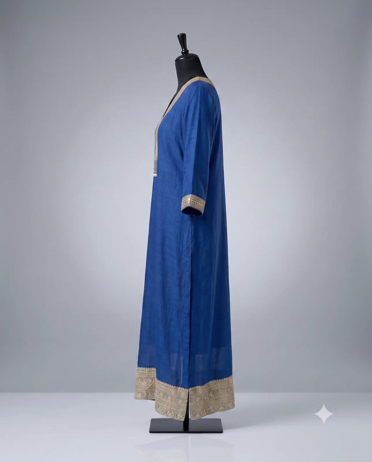 Royal Blue Embroidered Overlay Cape view 2