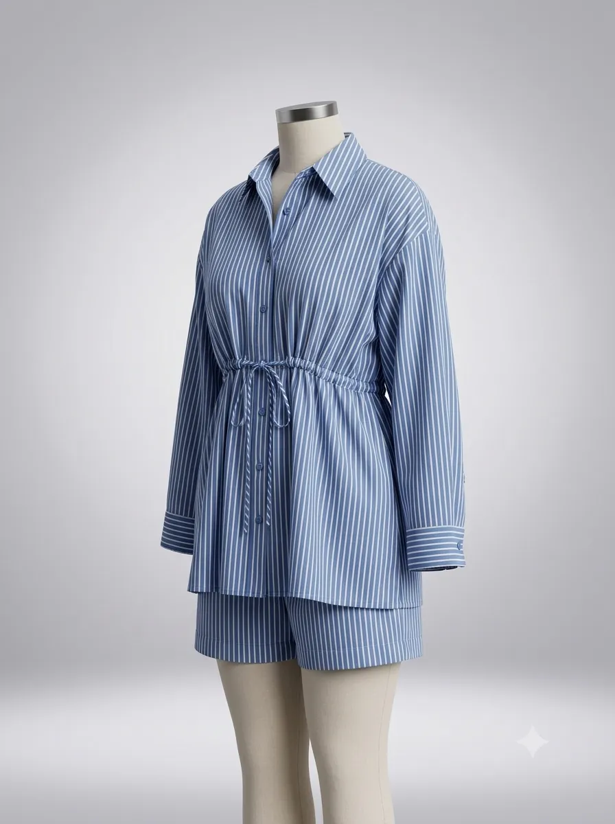 Seaside Stripe Cinched Short Set view 2