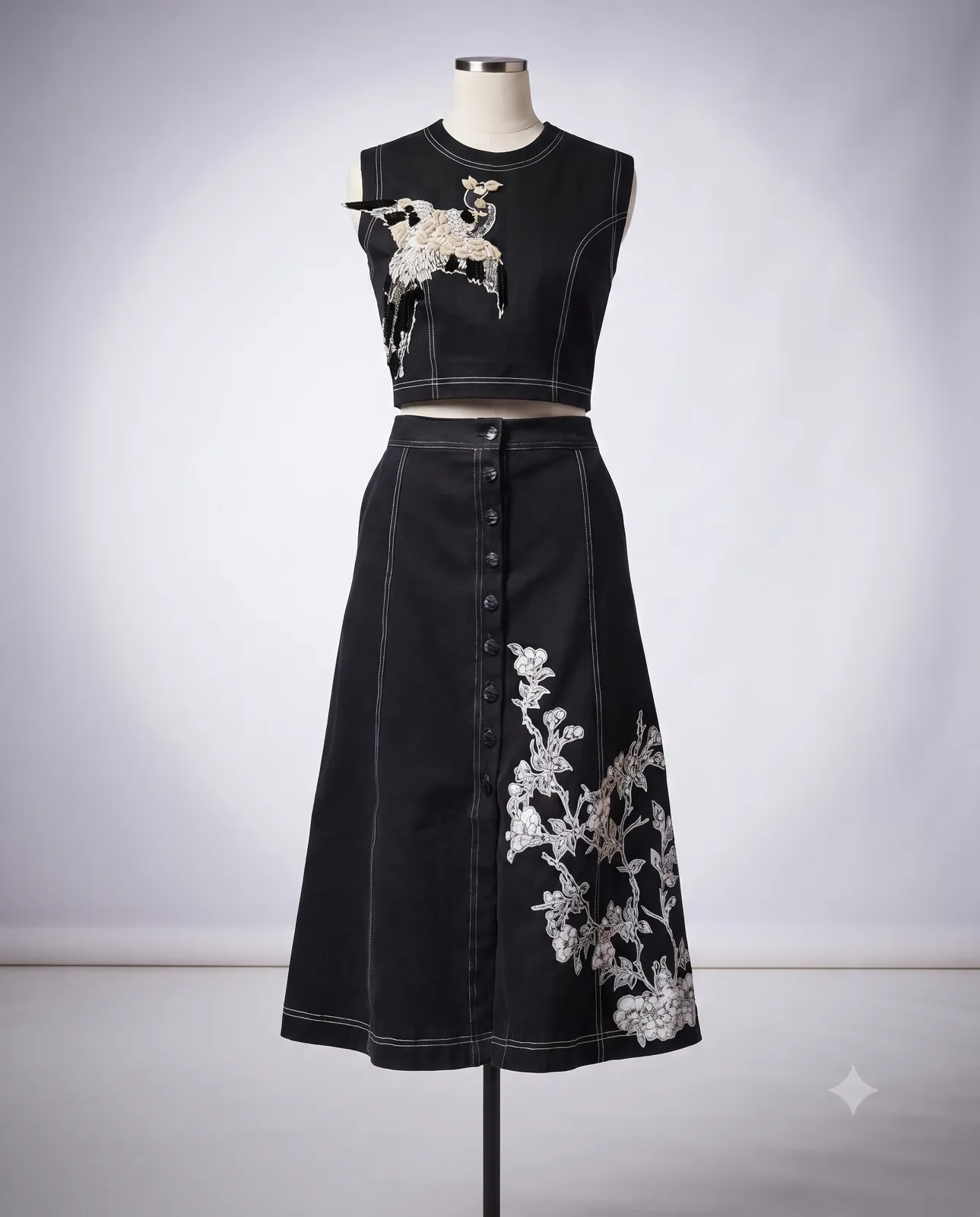 The Imperial Denim Crane Two-Piece Ensemble — VStitch Dresses, VStitch by Anjali Nanda