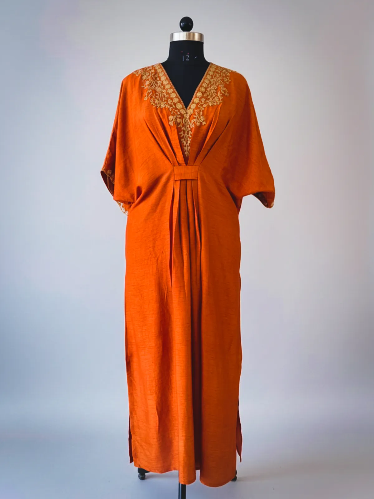 Rust Orange Embroidered Kaftan — VStitch Capes, VStitch by Anjali Nanda