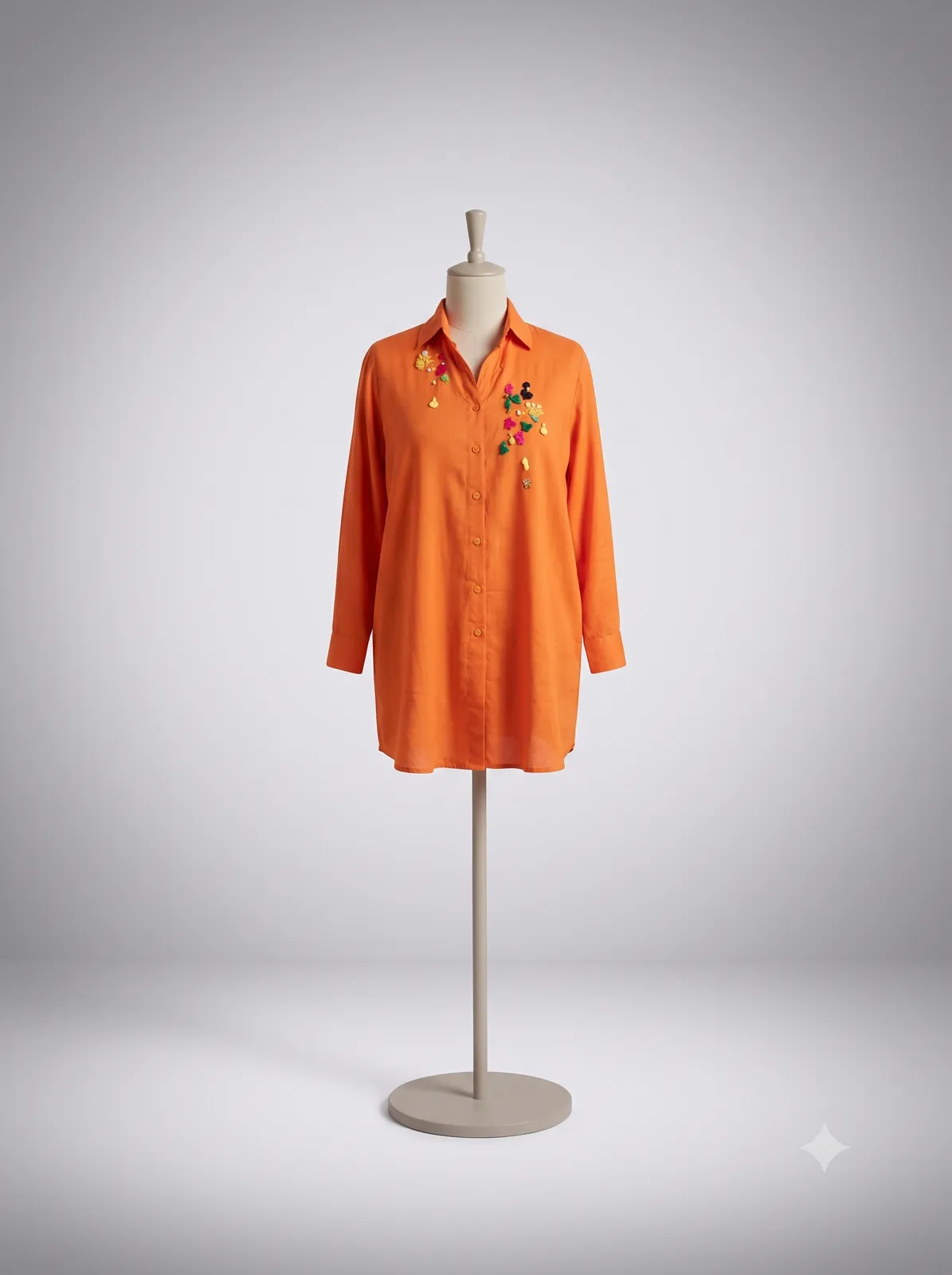 Vibrant Orange Embellished Collar Shirt — Vstitch Shirts, VStitch by Anjali Nanda