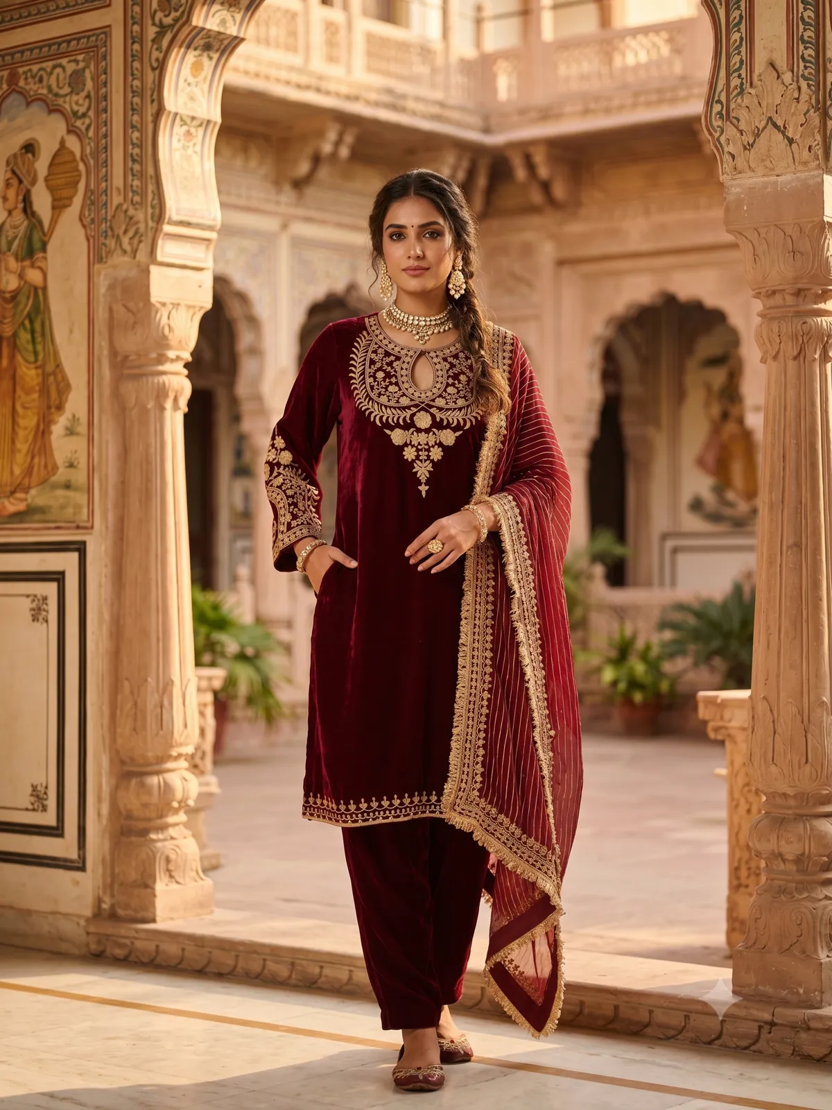 The Crimson Velvet Royalty Set — Vstitch Suits, VStitch by Anjali Nanda