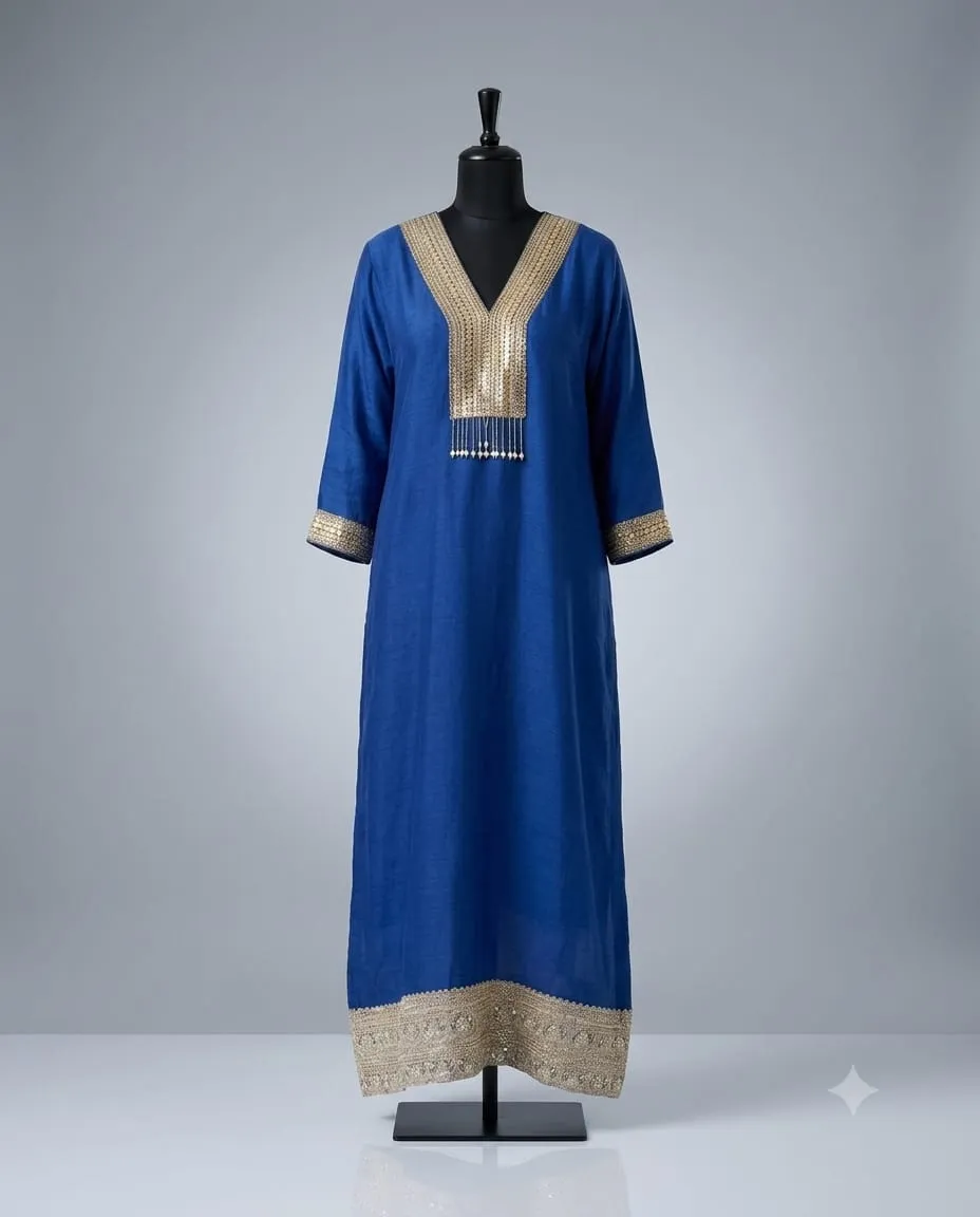 Royal Blue Embroidered Overlay Cape — VStitch Capes, VStitch by Anjali Nanda